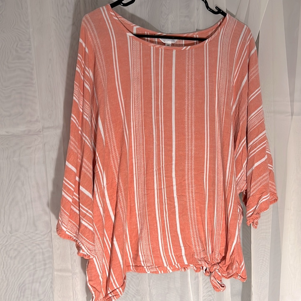 Coral and white stripped shirt